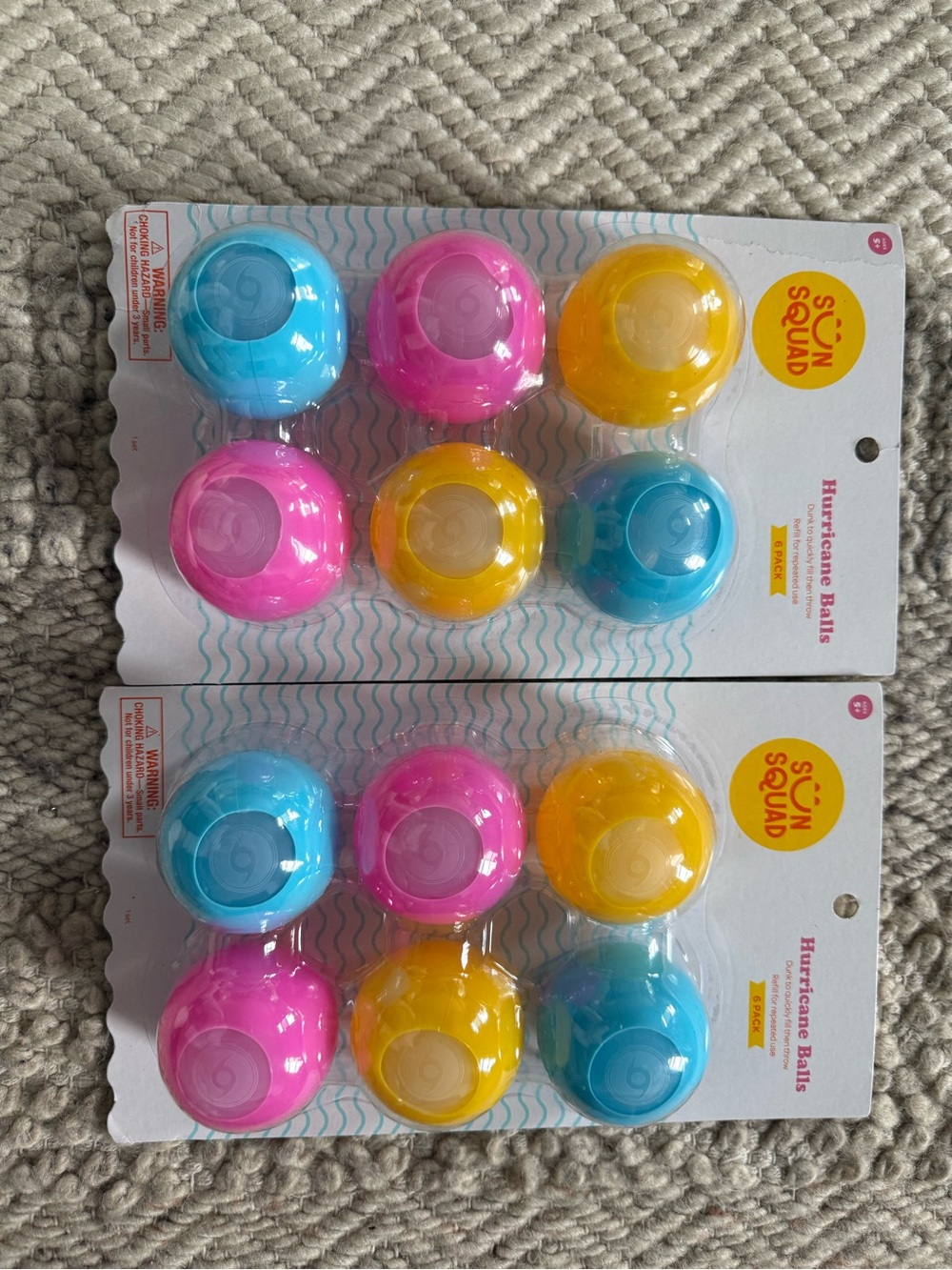 Sun Squad Kids Hurricane Balls - Pink, Blue & Yellow (Set of 12) reusable